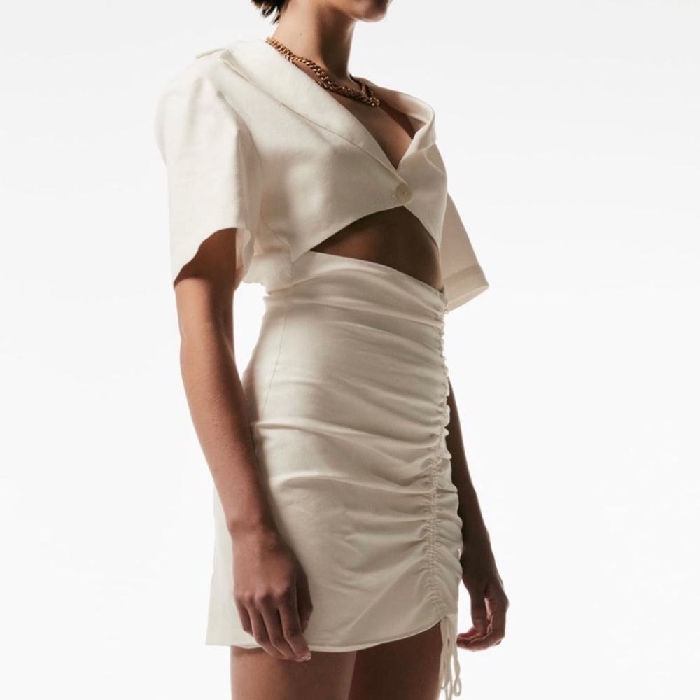Linen cut out stretchy dress